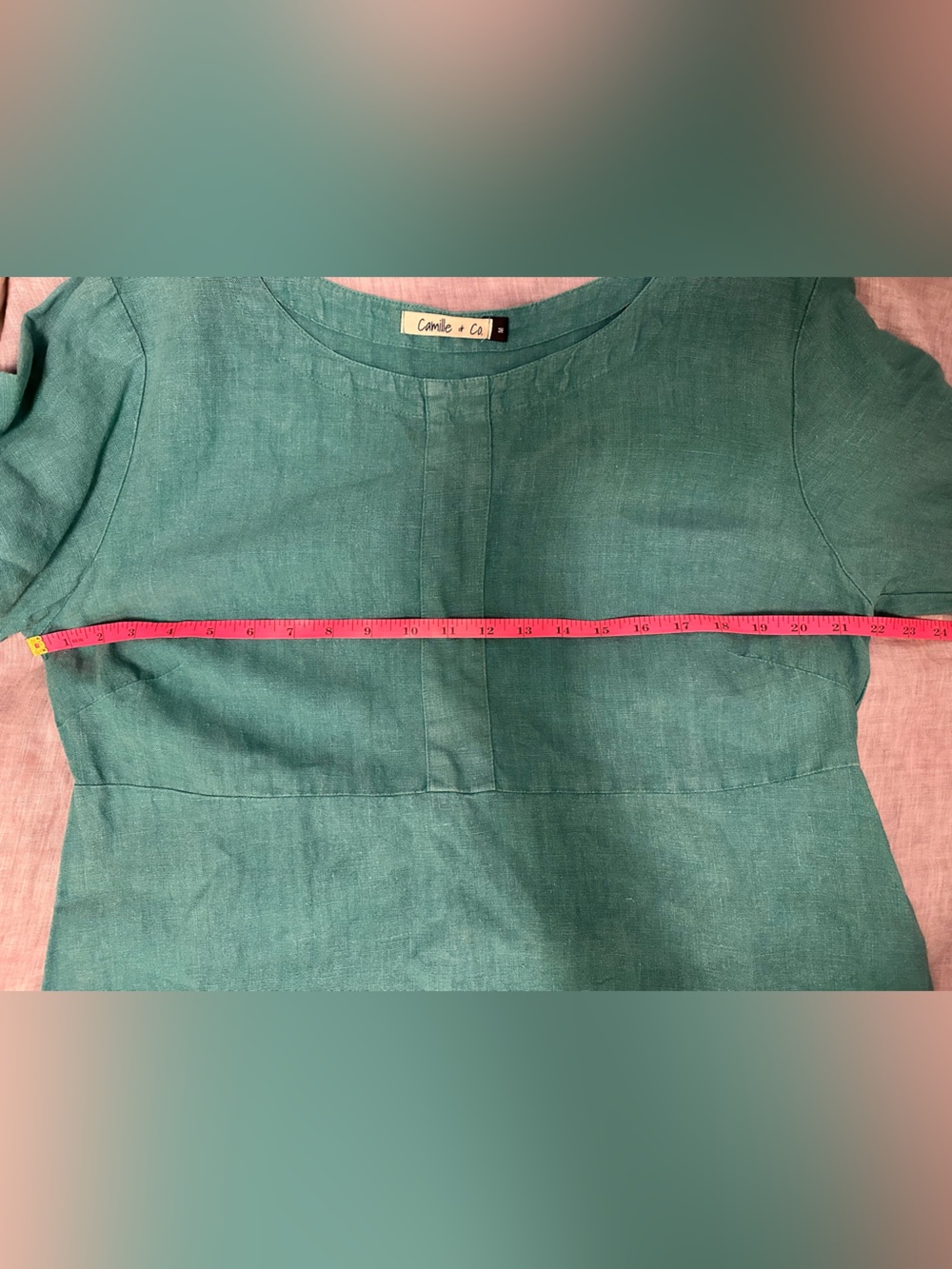 Teal 100% Linen Maxi Dress - Women’s medium - Lagenlook - Camille + Co. - Picture 8 of 12